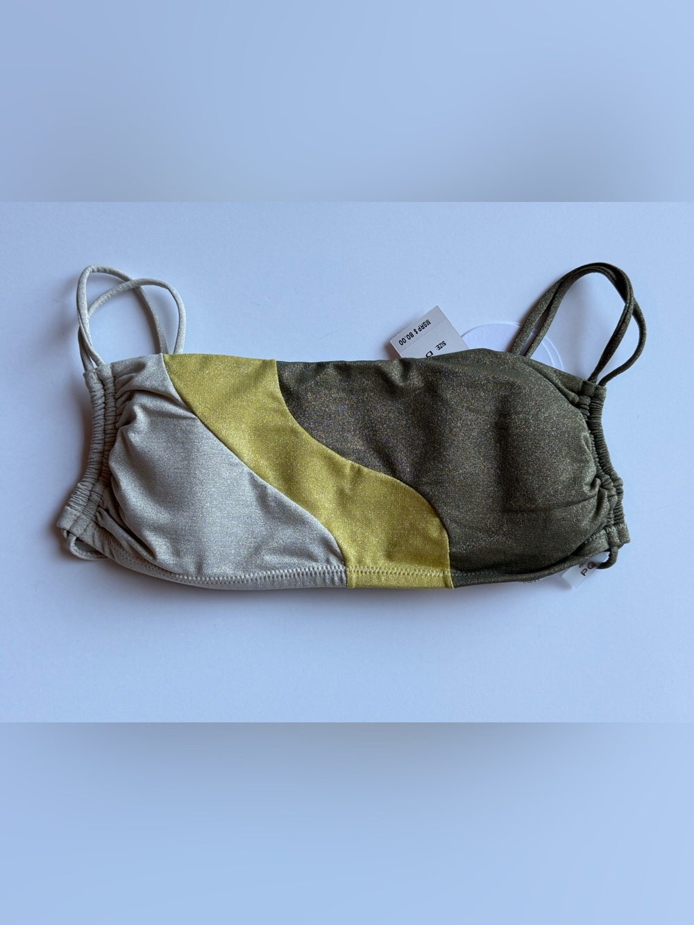 PQ Swim Metallic Colorblock Bandeau Top Heaven Luna Wave Large D NWT $80